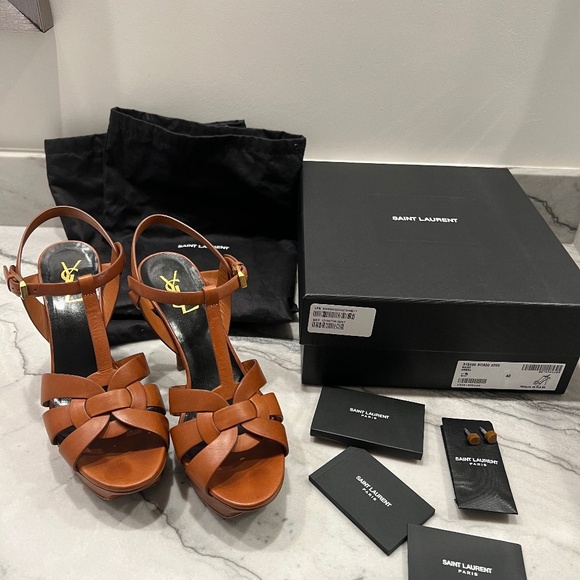 Yves Saint Laurent Shoes - Saint Laurent Tribute 75 Leather Platform Sandals - Excellent Condition